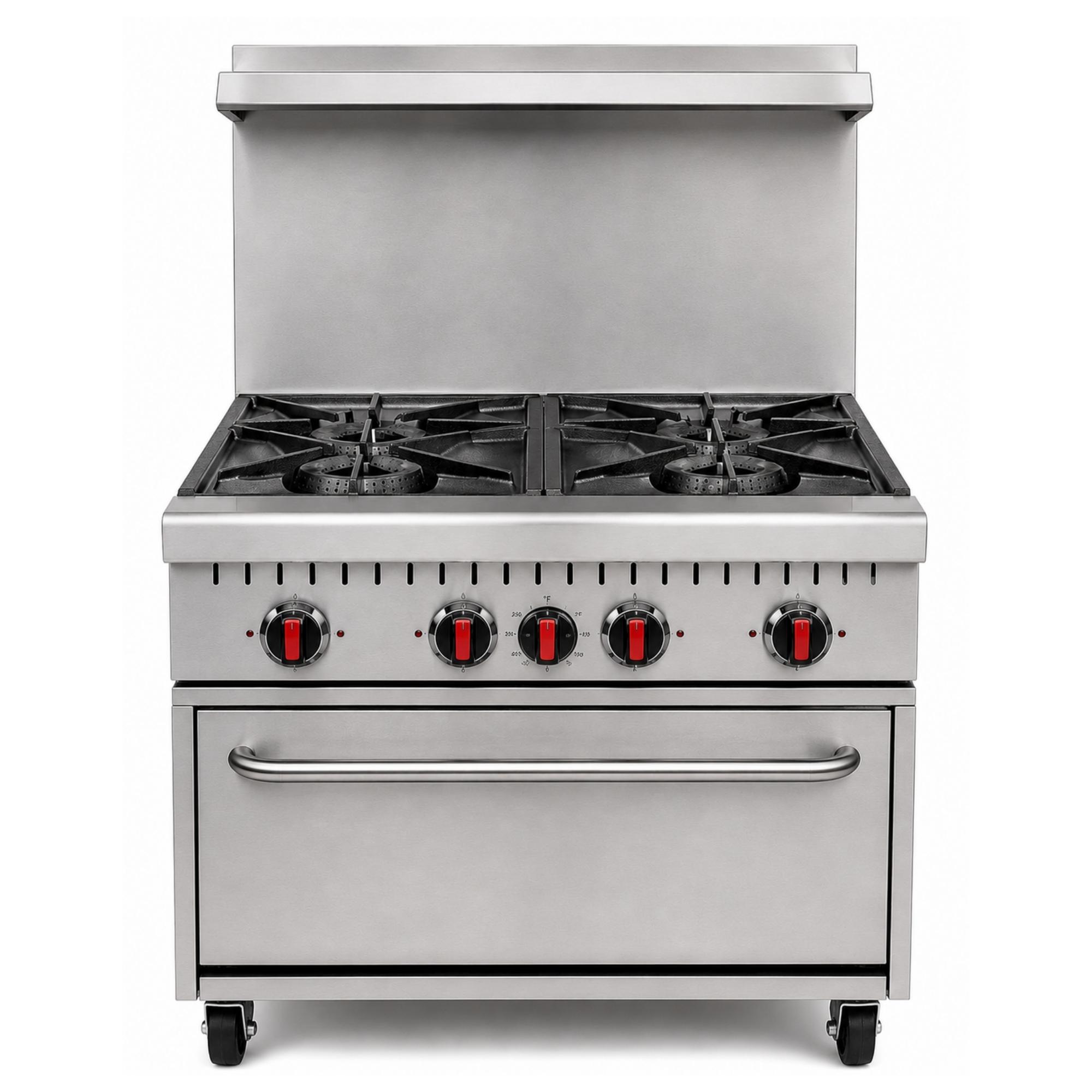 Commercial 24 in 4 Burner Oven Range Oven - Restaurant Kitchen Equipment