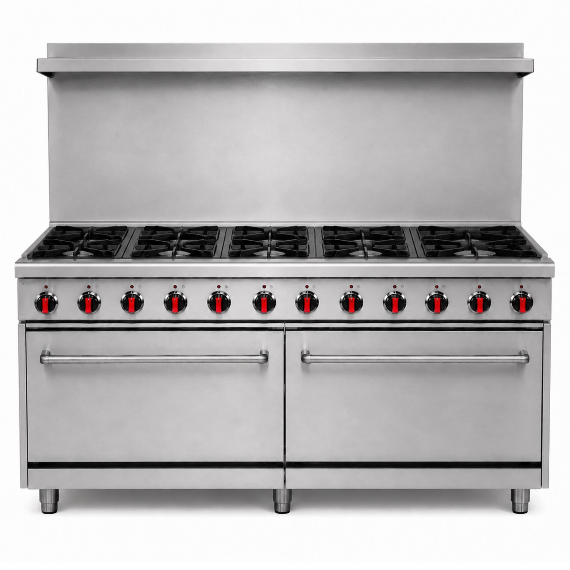 Commercial 60 in 10 Burner Oven Range Oven - Restaurant Kitchen Equipment